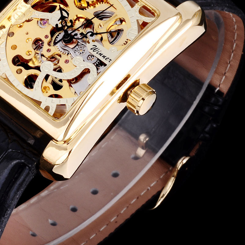 Winner Rectangle Golden Skeleton - xkeletonwatch